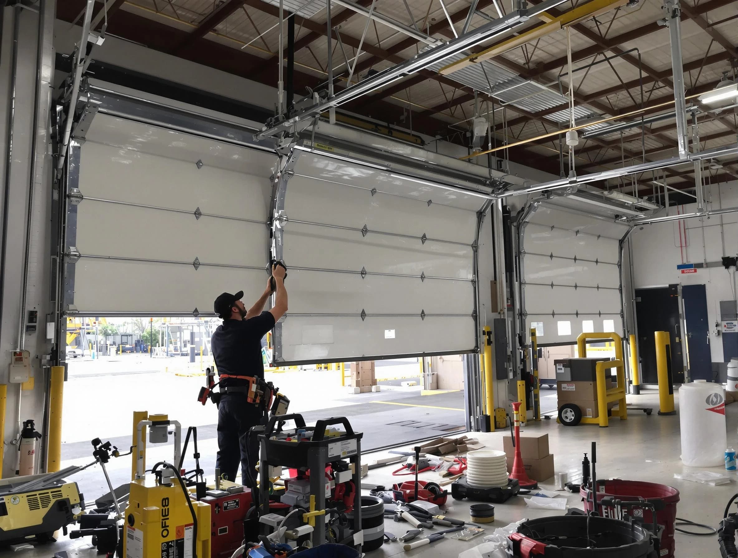 Parsippany-Troy Hills Garage Door Repair technician performing commercial garage door repair in Parsippany-Troy Hills