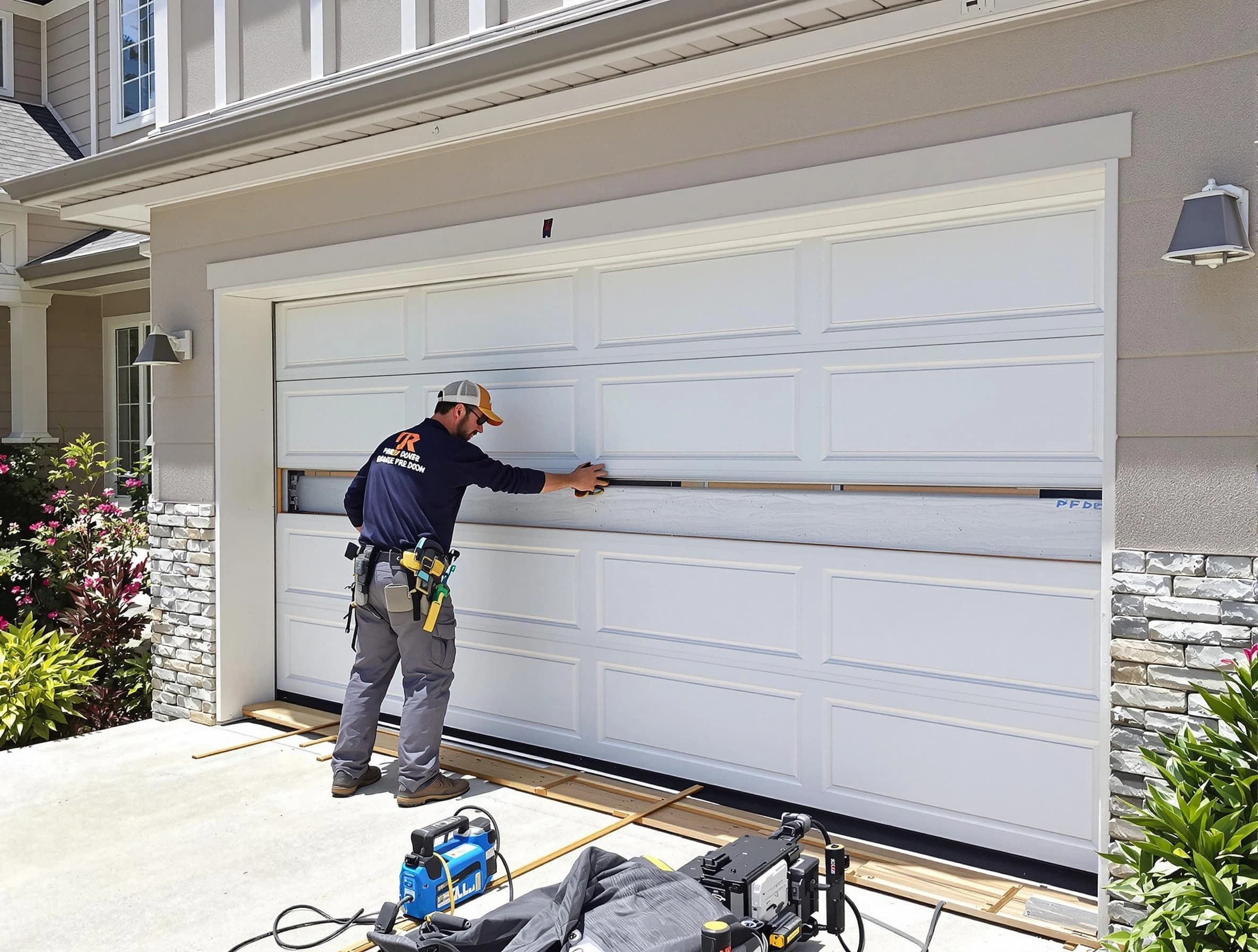 Parsippany-Troy Hills Garage Door Repair team performing complete garage door replacement at Parsippany-Troy Hills residence
