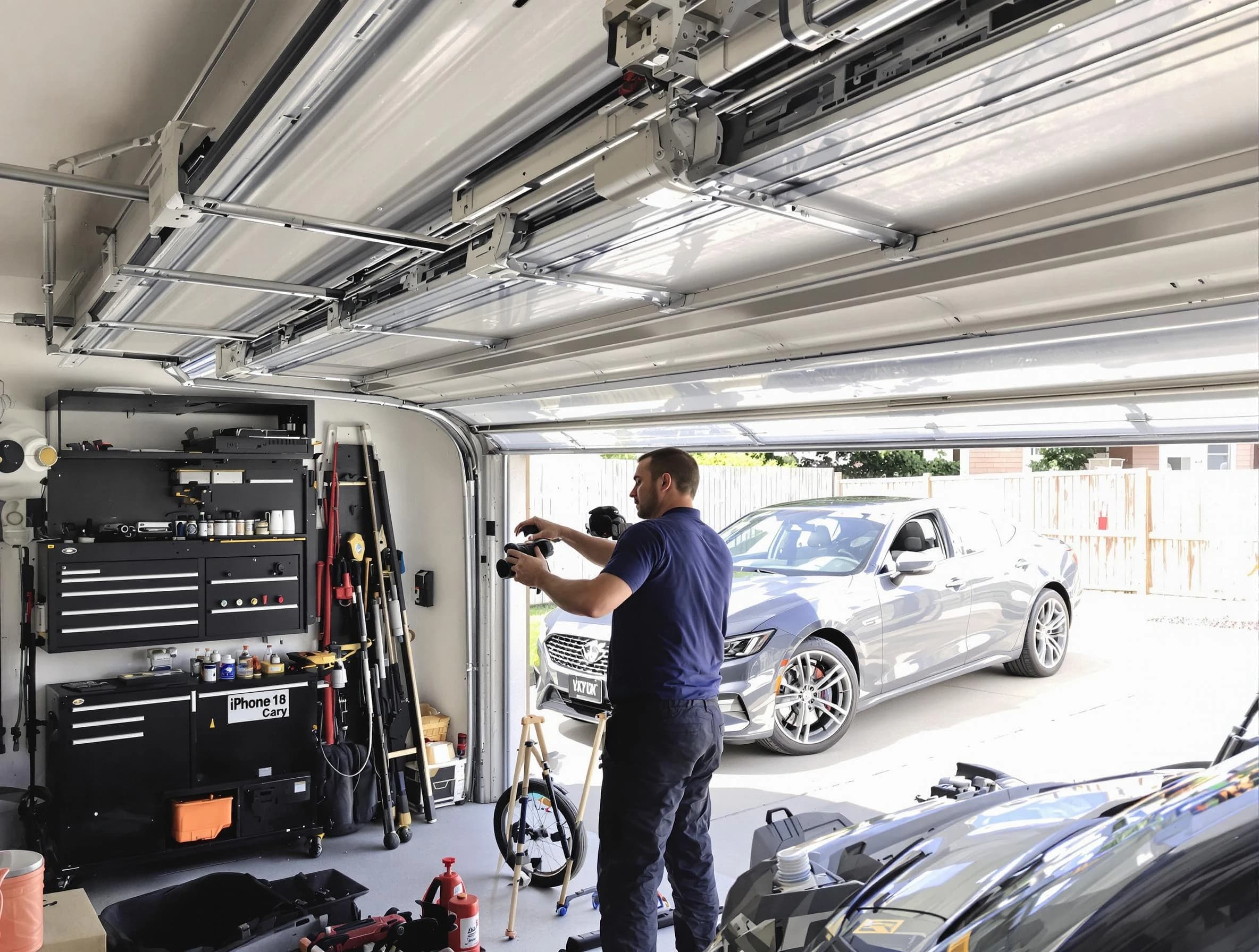 Parsippany-Troy Hills Garage Door Repair technician fixing noisy garage door in Parsippany-Troy Hills