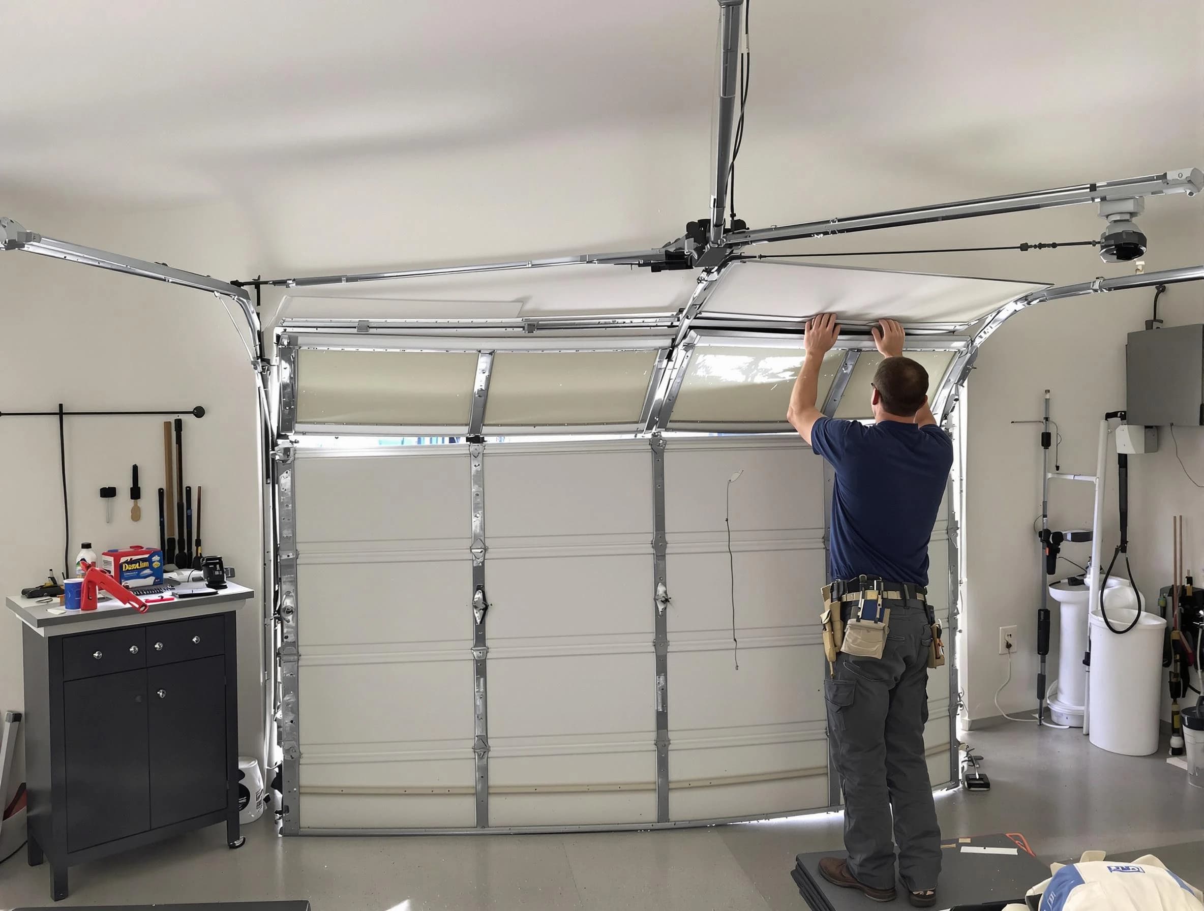 Parsippany-Troy Hills Garage Door Repair specialist performing precise section replacement on Parsippany-Troy Hills garage door