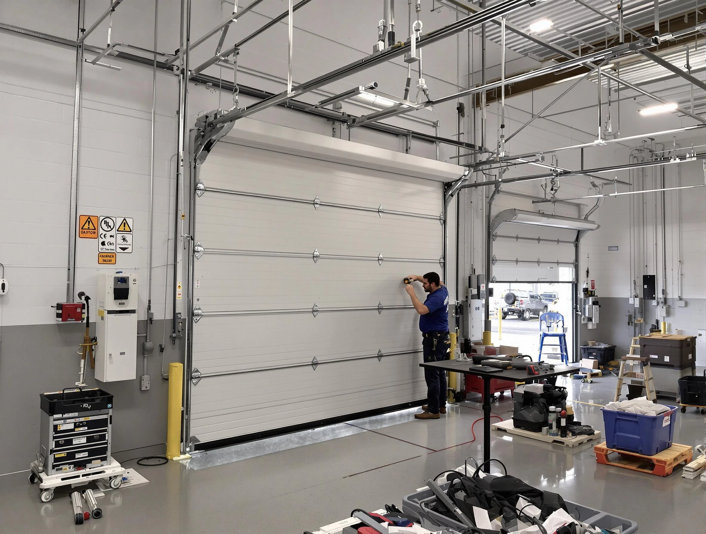 Commercial garage door repair being performed by Parsippany-Troy Hills Garage Door Repair expert in Parsippany-Troy Hills
