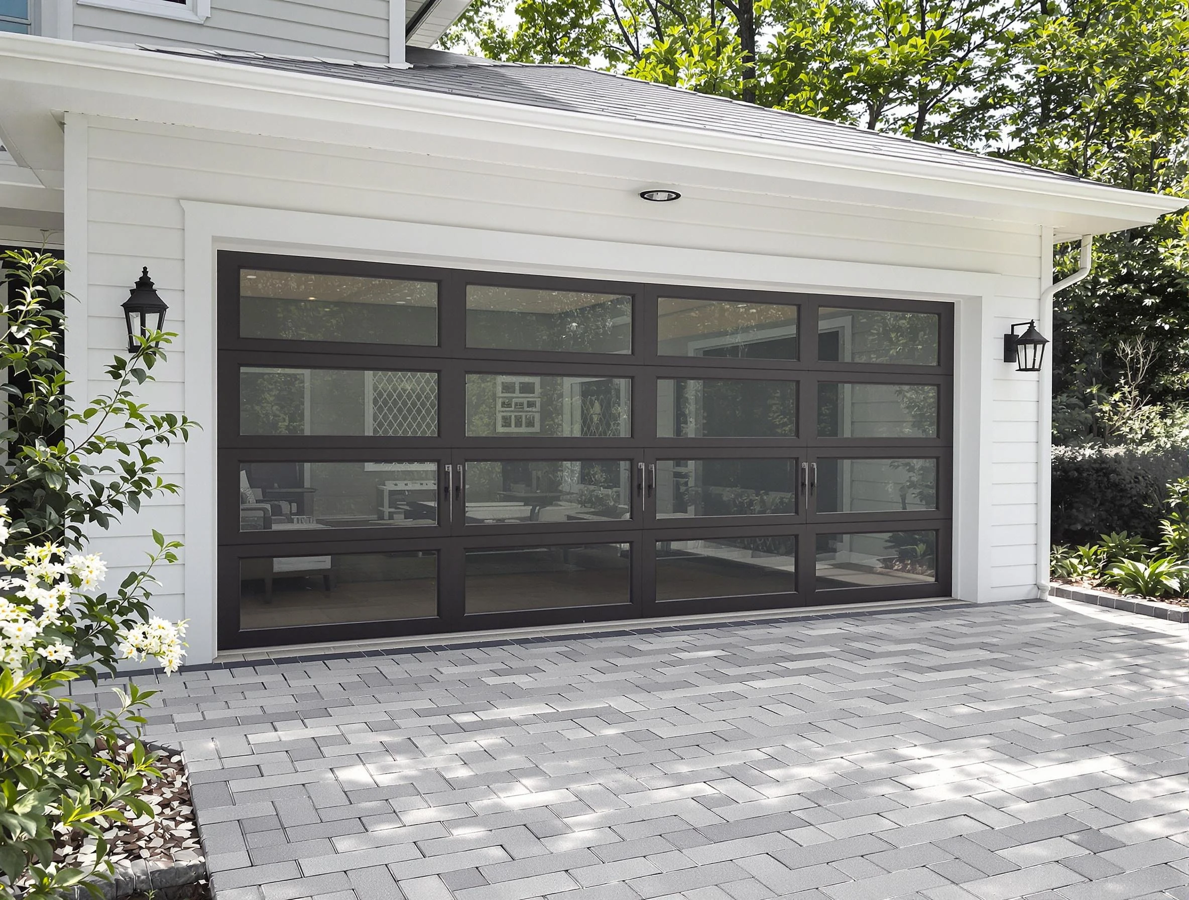Parsippany-Troy Hills Garage Door Repair design specialist presenting custom garage door options to Parsippany-Troy Hills homeowner